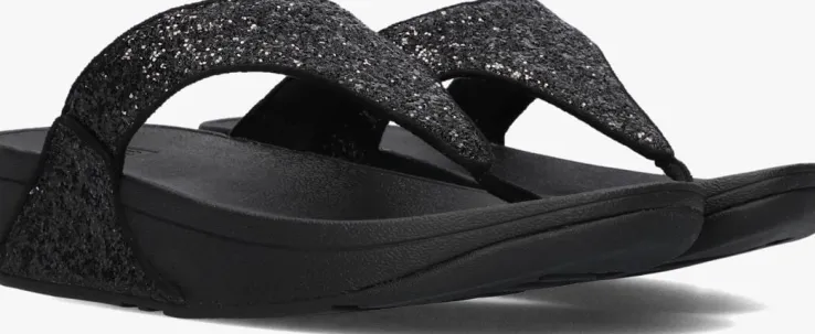 zwarte fitflop slippers lulu glitter toe-post