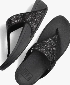 zwarte fitflop slippers lulu glitter toe-post