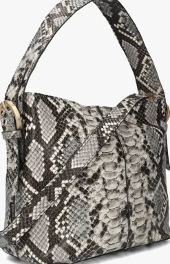 zwarte fred de la bretoniere handtas lindi bucket bag python printed leather