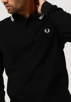 zwarte fred perry polo ls twin tipped shirt