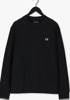 zwarte fred perry trui crew neck sweatshirt