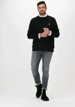 zwarte fred perry trui crew neck sweatshirt
