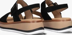 zwarte gabor platte sandalen 744.4