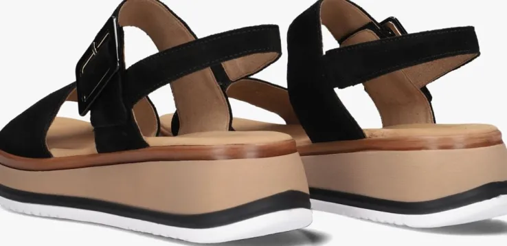 zwarte gabor platte sandalen 744.4