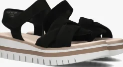 zwarte gabor platte sandalen 622.1