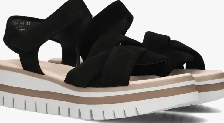 zwarte gabor platte sandalen 622.1