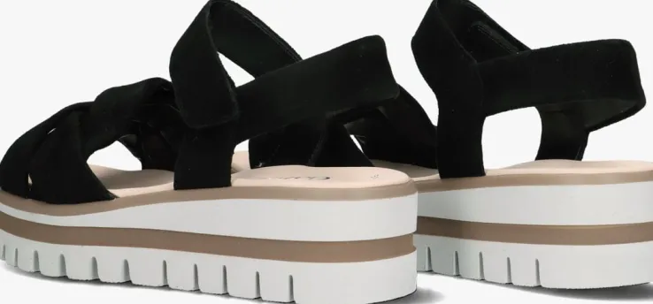 zwarte gabor platte sandalen 622.1