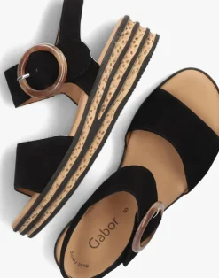 zwarte gabor platte sandalen 550.2
