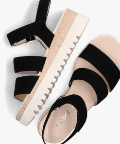 zwarte gabor platte sandalen 660 3