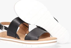 zwarte gabor platte sandalen 774.1