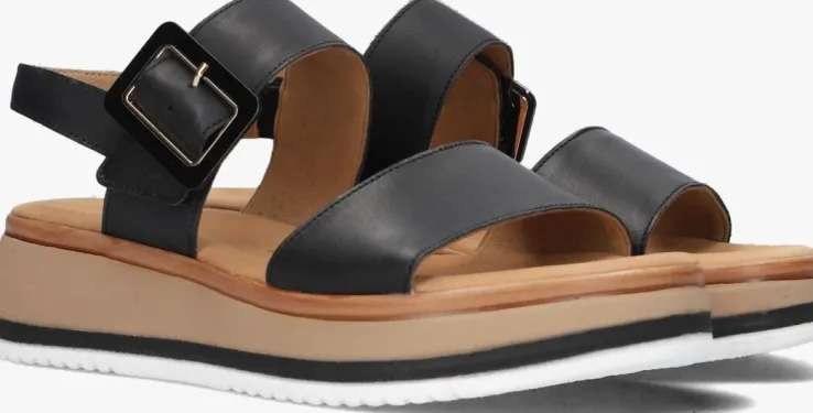 zwarte gabor platte sandalen 744.4