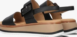 zwarte gabor platte sandalen 744.4