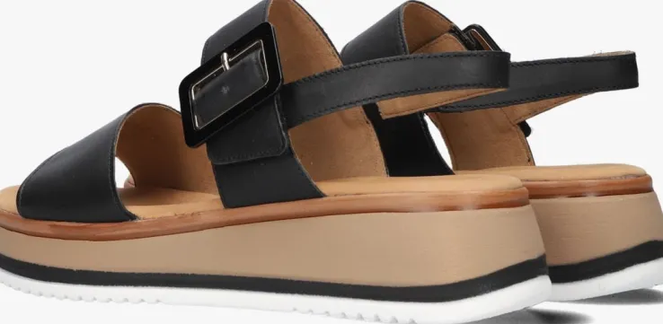 zwarte gabor platte sandalen 744.4