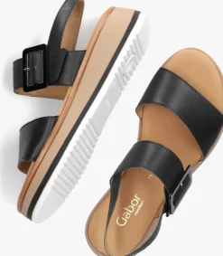 zwarte gabor platte sandalen 744.4