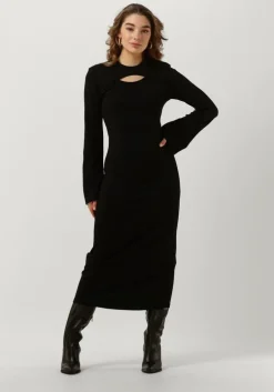 zwarte gestuz midi jurk ankagz long dress