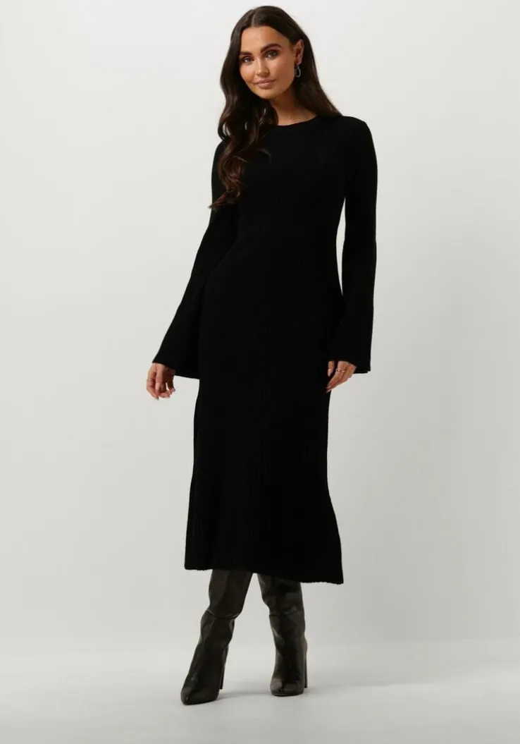 zwarte gestuz midi jurk antaligz wool dress