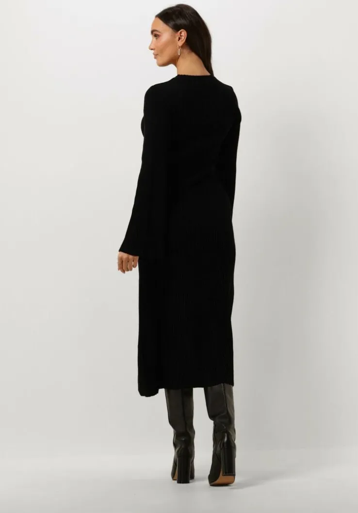 zwarte gestuz midi jurk antaligz wool dress