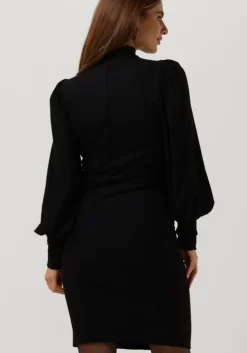 zwarte gestuz midi jurk rifagz button puff dress
