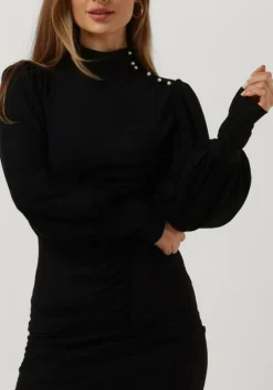 zwarte gestuz midi jurk rifagz button puff dress