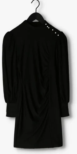 zwarte gestuz midi jurk rifagz button puff dress