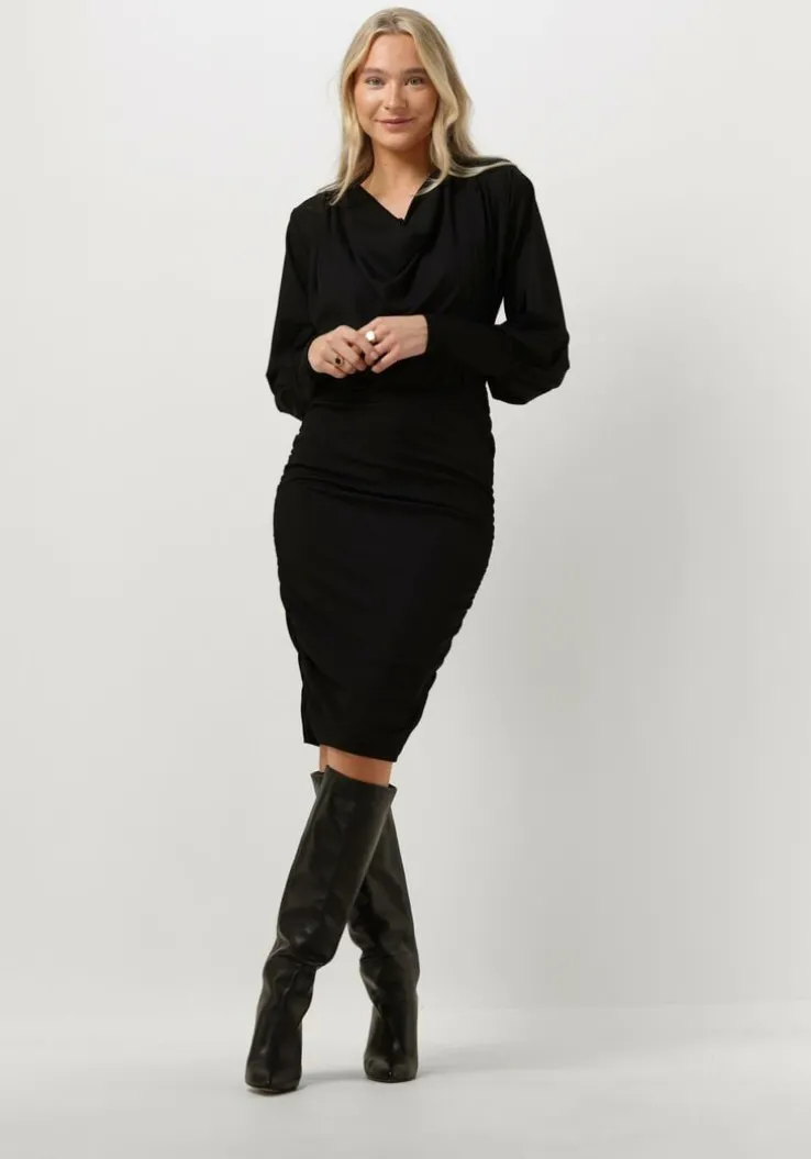 zwarte gestuz midi jurk uminagz dress