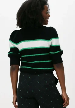 zwarte gestuz trui alpha ss striped pullover