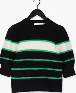 zwarte gestuz trui alpha ss striped pullover