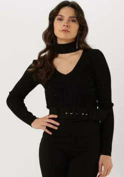 zwarte guess longsleeves ls micro sequin rib lea swtr