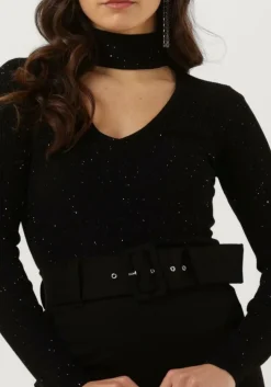 zwarte guess longsleeves ls micro sequin rib lea swtr
