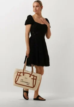 zwarte guess mini jurk ss clio flare midi dress