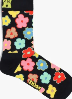 zwarte happy socks sokken kids flower