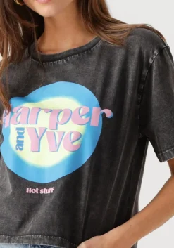 zwarte harper & yve t-shirt hotstuff-ss cropped