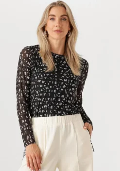 zwarte haute l'amitié top l'amitie mesh ls o-neck