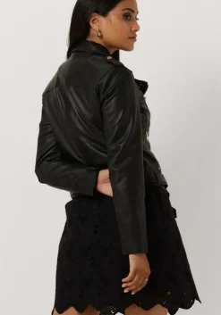 zwarte ibana leren jas moss