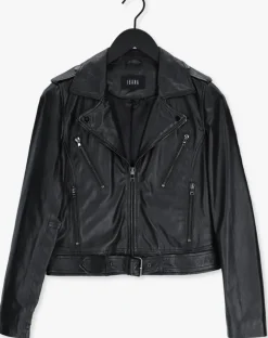 zwarte ibana leren jas moss