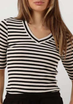zwarte inwear top dagnaiw striped v t-shirt
