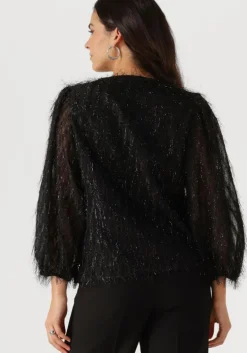 zwarte jansen amsterdam blouses ff178 puffed 3/4 sleeve top