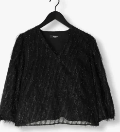 zwarte jansen amsterdam blouses ff178 puffed 3/4 sleeve top