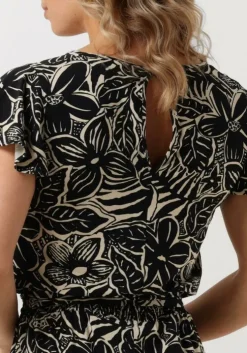 zwarte jansen amsterdam jumpsuit vfb445 jersey printed jumpsuit square neckline