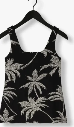 zwarte jansen amsterdam top vp363 jersey printed sleeveles singlet with square neckline