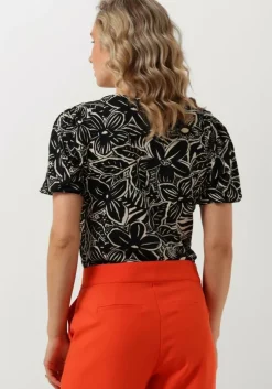 zwarte jansen amsterdam top vfb179 printed top short sleeve v-neck