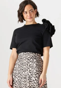 zwarte jansen amsterdam t-shirt roxy t-shirt co 105 short slv flower detail