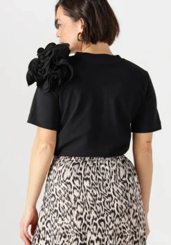 zwarte jansen amsterdam t-shirt roxy t-shirt co 105 short slv flower detail