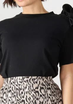 zwarte jansen amsterdam t-shirt roxy t-shirt co 105 short slv flower detail