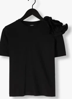 zwarte jansen amsterdam t-shirt roxy t-shirt co 105 short slv flower detail