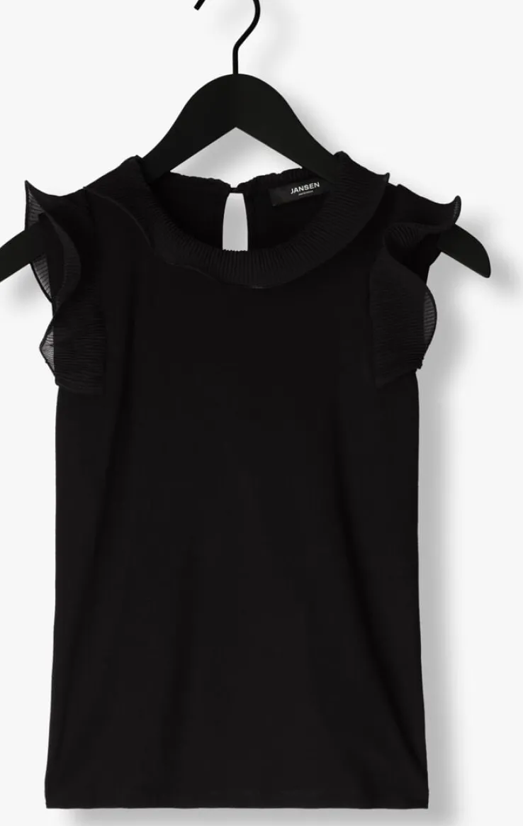 zwarte jansen amsterdam top v309 top sleeveless with ruffle details