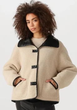 zwarte knit-ted leren jas cozy