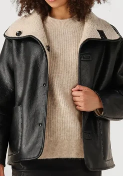 zwarte knit-ted leren jas cozy