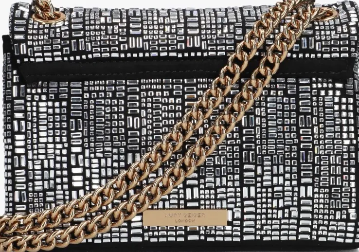 zwarte kurt geiger london schoudertas mini kensington crystals