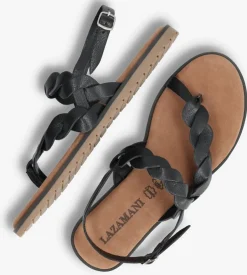 zwarte lazamani platte sandalen la75019
